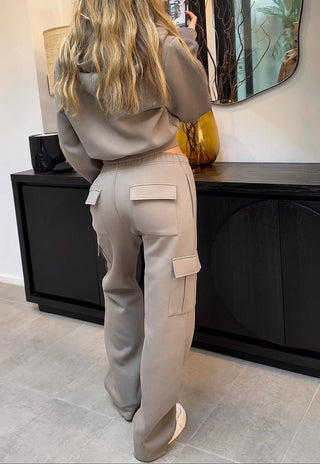 Studio Plush pistachio cargo pants back view with pockets