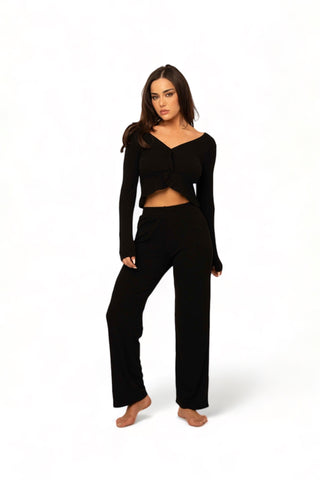 AZURA straight leg lounge pants with tapered waistband full length stretch lounge pants. Soft stretchy fabric composition